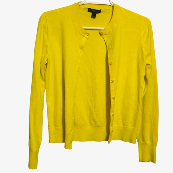 J. Crew Sweaters - #9 J. Crew Women's Canary Yellow  Semi- Cropped Button Down Cardigan